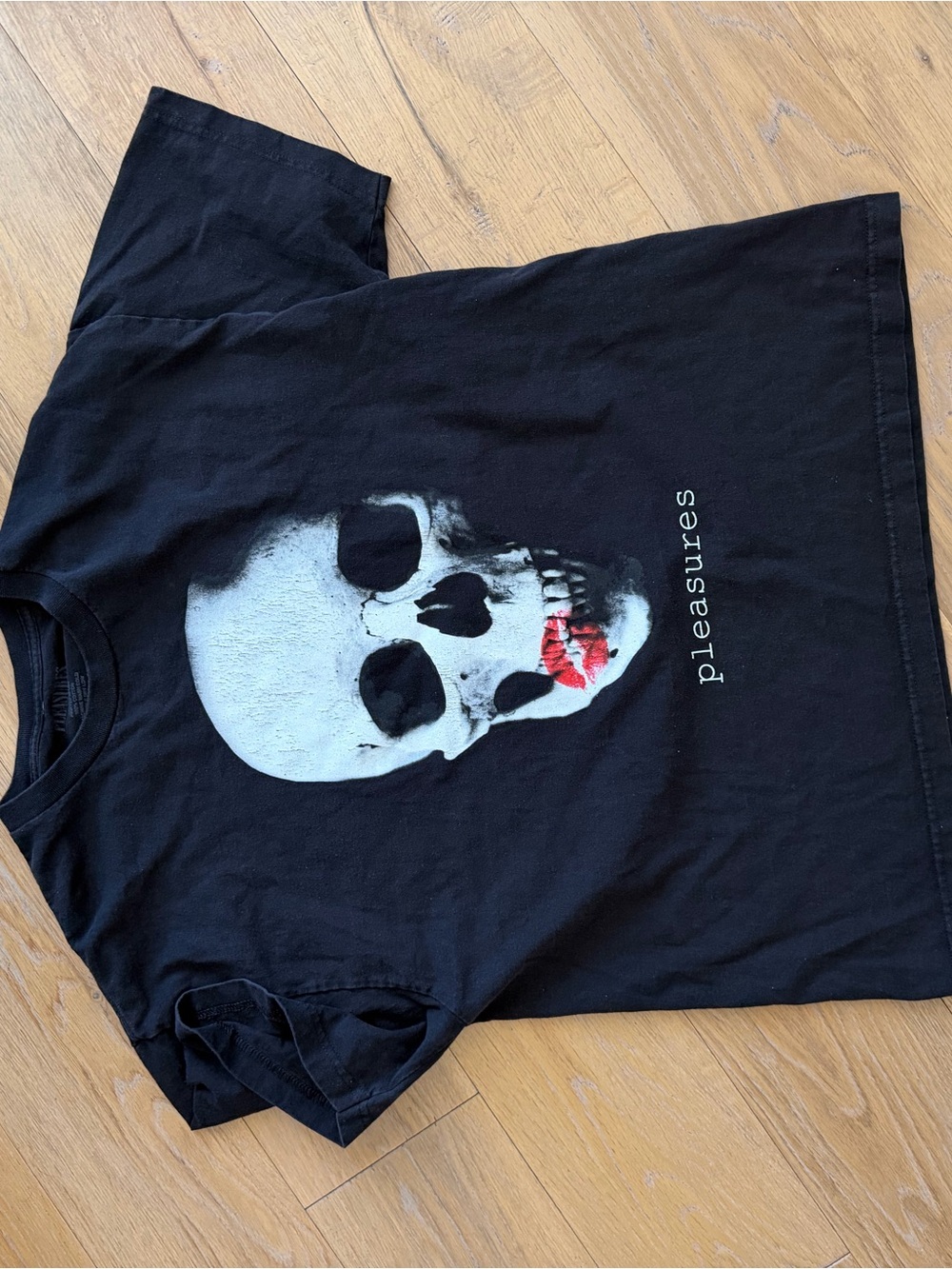 Pleasures Kids Black Skull Graphic Tee with Red Accent